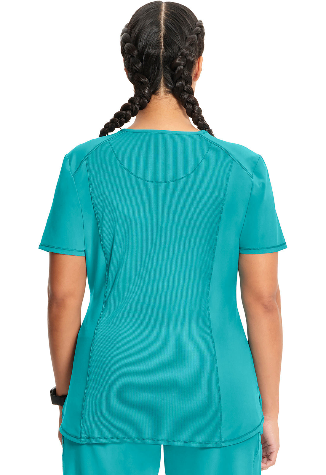 Classics CK687A Tuckable V-Neck Top Teal Blue Model Image Back | Infinity