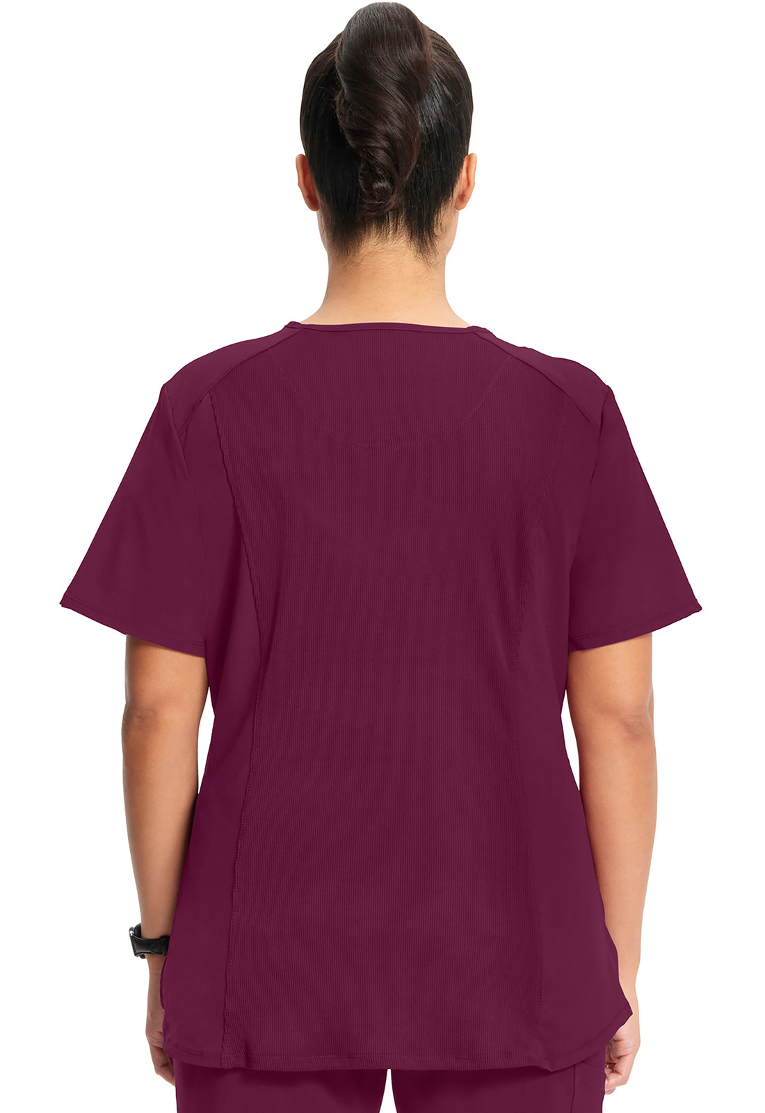 Classics CK687A Tuckable V-Neck Top Wine Model Image Back | Infinity