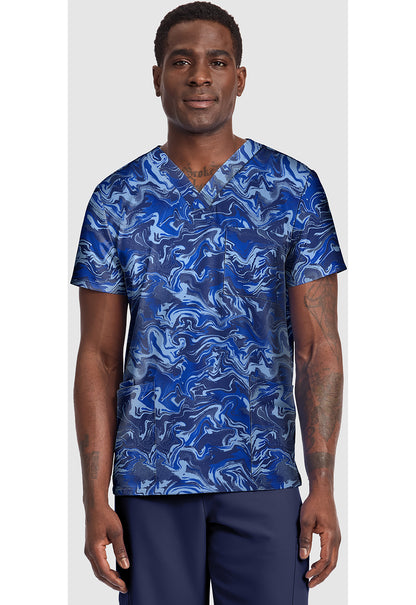 Genuine CK691 Men's Unisex V-Neck Print Scrub Top Halftone Camo