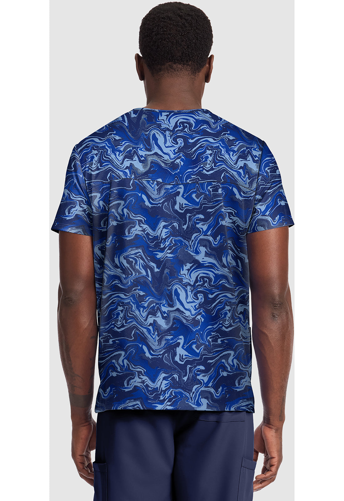 Genuine CK691 Men's Unisex V-Neck Print Scrub Top Halftone Camo