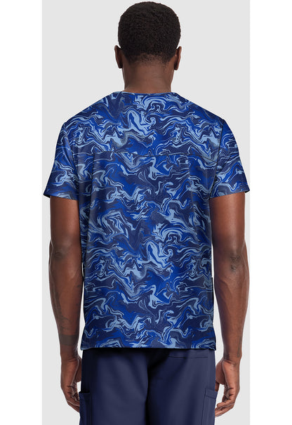 Genuine CK691 Men's Unisex V-Neck Print Scrub Top Halftone Camo