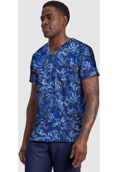 Genuine CK691 Men's Unisex V-Neck Print Scrub Top Halftone Camo