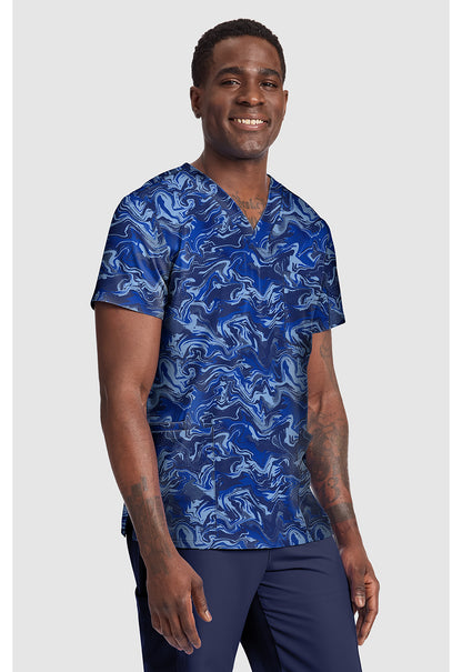 Genuine CK691 Men's Unisex V-Neck Print Scrub Top Halftone Camo
