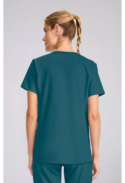 Workwear Originals Ultra CK701A Women's Maternity Mock Wrap V-Neck Scrub Top Caribbean Blue