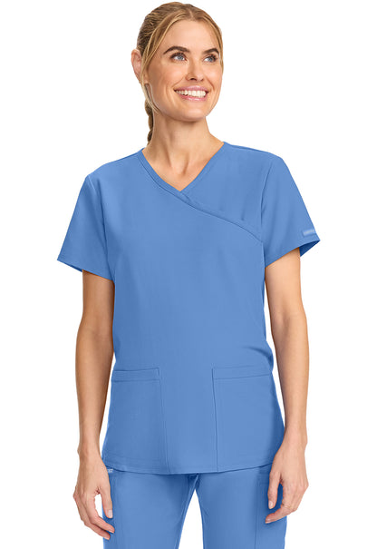 Originals Ultra CK701A Maternity Mock Wrap V-Neck Top Ciel Blue Image