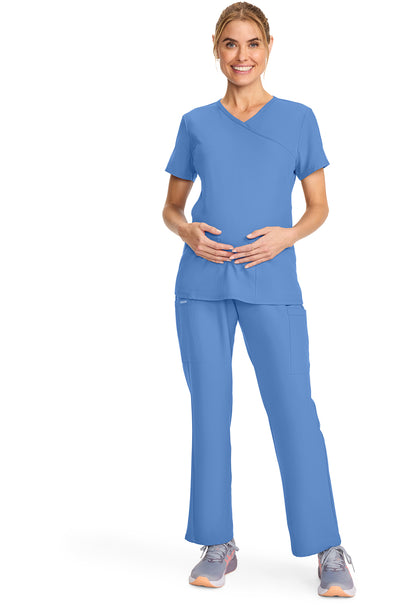 Originals Ultra CK701A Maternity Mock Wrap V-Neck Top Ciel Blue Image