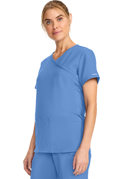 Originals Ultra CK701A Maternity Mock Wrap V-Neck Top Ciel Blue Image