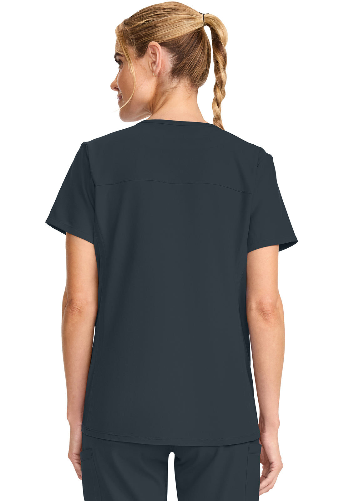Workwear Originals Ultra CK701A Women's Maternity Mock Wrap V-Neck Scrub Top Pewter