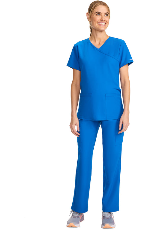 Workwear Originals Ultra CK701A Women's Maternity Mock Wrap V-Neck Scrub Top Royal
