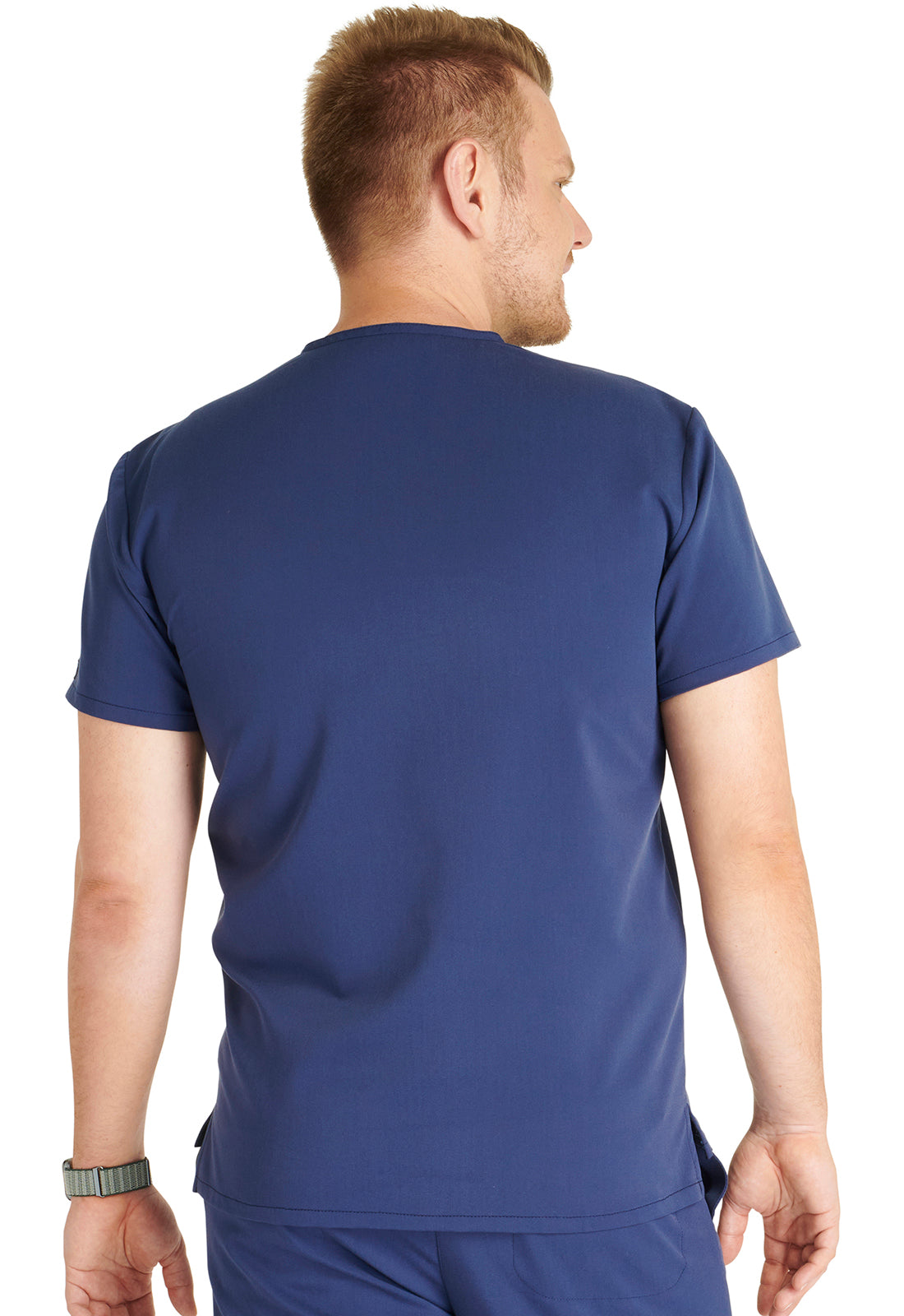 Atmos CK718A Men's V-Neck Top Navy Model Image Back | Cherokee