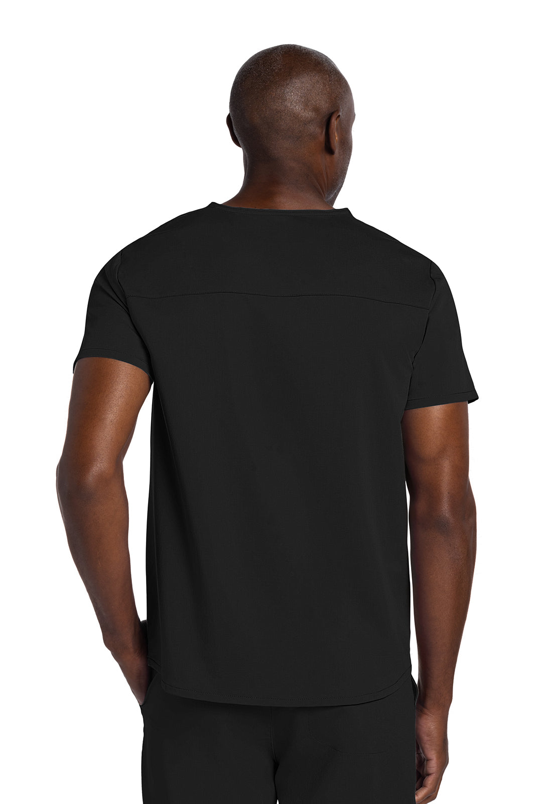 Atmos CK719A Men's V-Neck Top Black Model Image Back | Cherokee