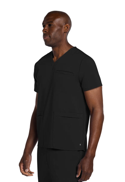 Atmos CK719A Men's V-Neck Top Black Model Image Right Side | Cherokee