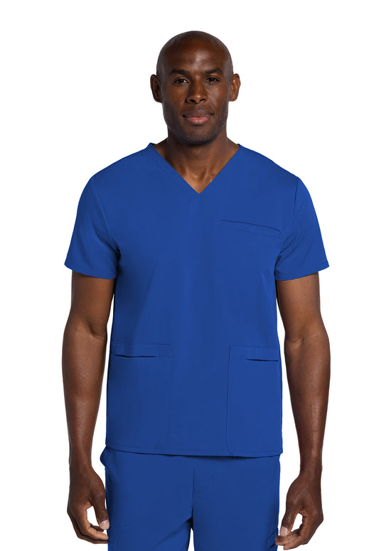 Atmos CK719A Men's V-Neck Top Royal Model Image Front | Cherokee