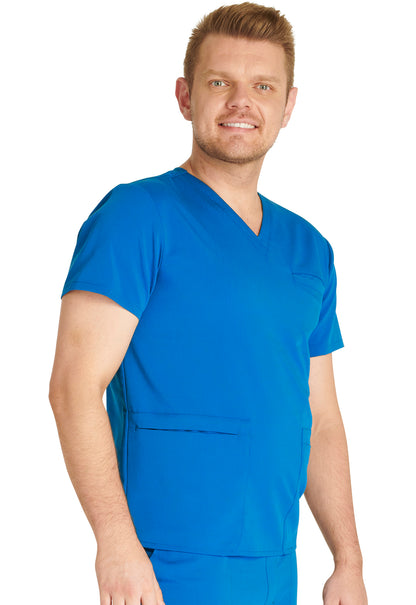 Atmos CK719A Men's V-Neck Top Royal Model Image Left Side | Cherokee