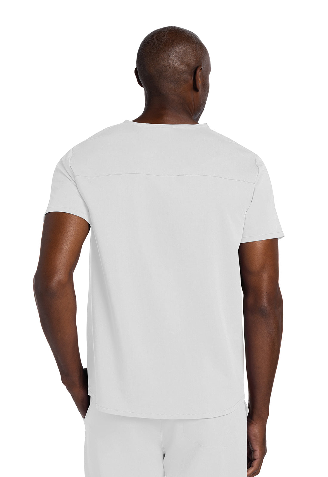 Atmos CK719A Men's V-Neck Top White Model Image Back | Cherokee