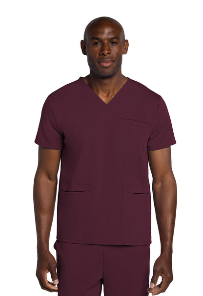 Atmos CK719A Men's V-Neck Top Wine Model Image Front | Cherokee