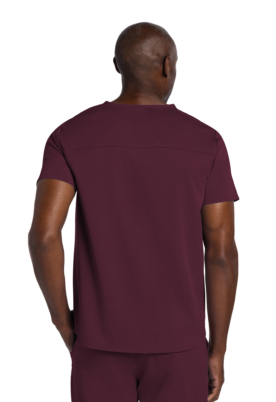 Atmos CK719A Men's V-Neck Top Wine Model Image Back | Cherokee