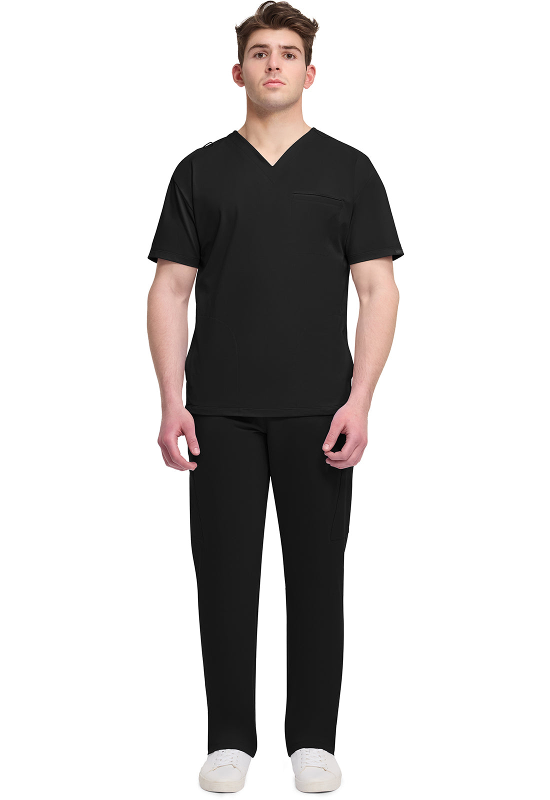 Achieve CK729 Men's 3-Pocket V-Neck Top Black Image