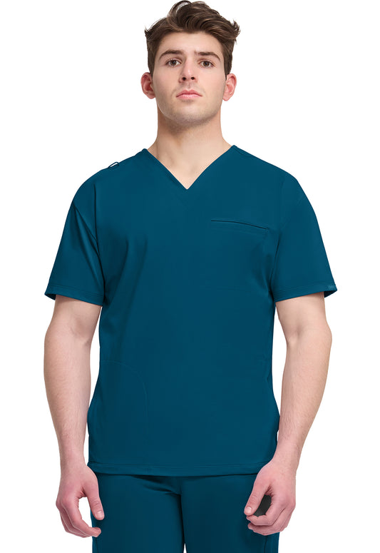 Achieve CK729 Men's 3-Pocket V-Neck Top Caribbean Blue