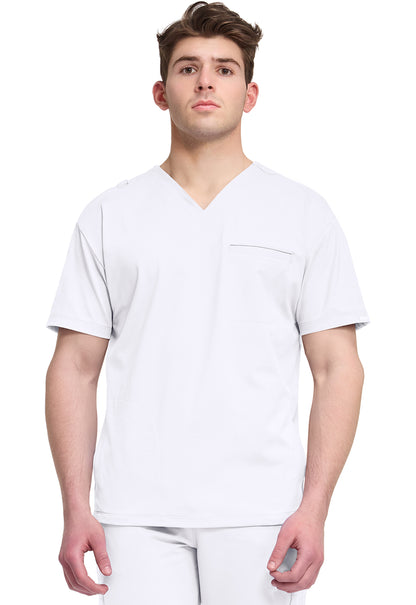 Achieve CK729 Men's 3-Pocket V-Neck Top White
