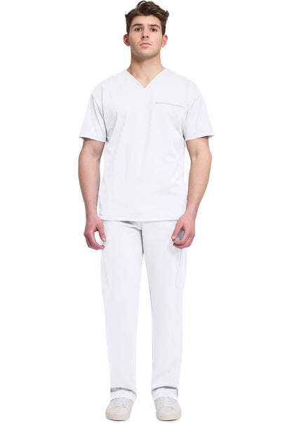 Achieve CK729 Men's 3-Pocket V-Neck Top White