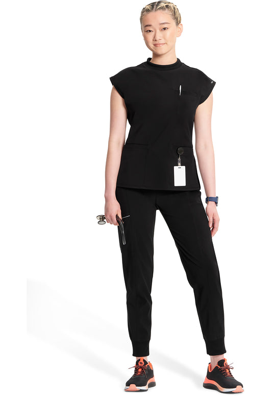Infinity CK742A Women's Mock Neck Scrub Top Black