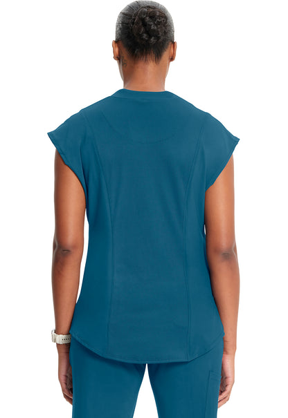 Classics CK742A Mock Neck Top Caribbean Blue Model Image Back | Infinity