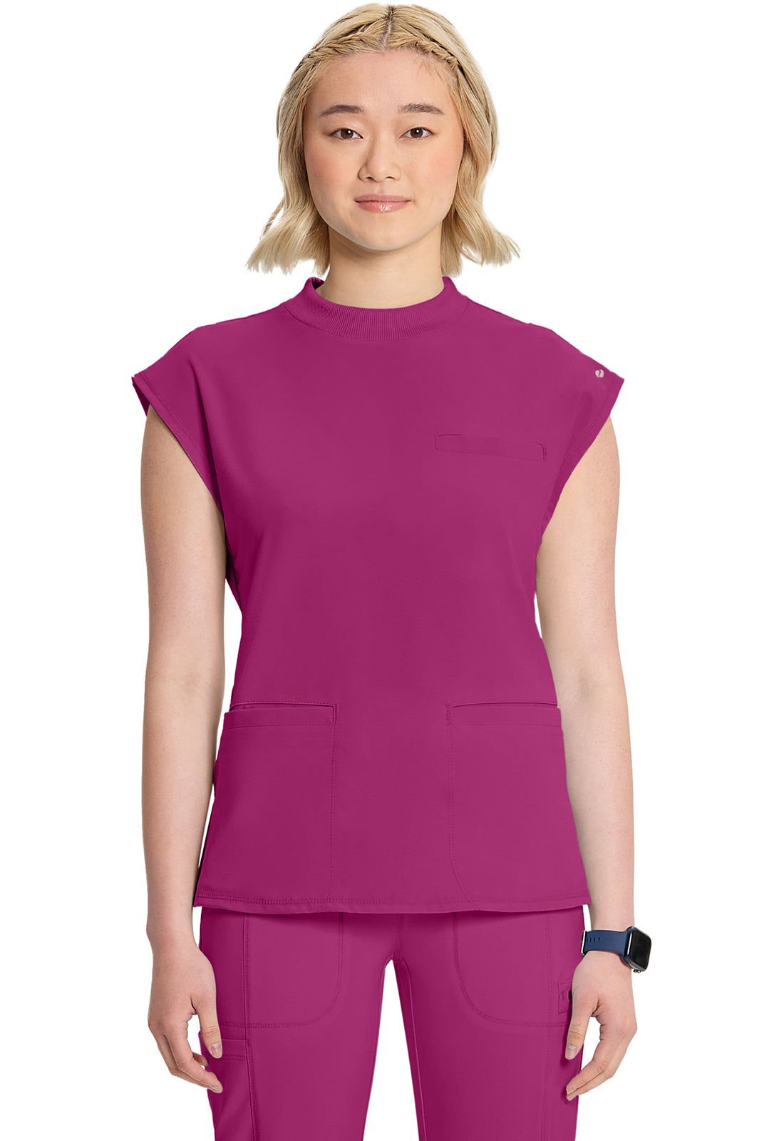 Classics CK742A Mock Neck Top Future Fuchsia Model Image Front | Infinity