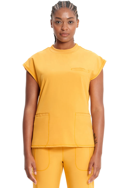 Classics CK742A Mock Neck Top Gold Rush Model Image Front | Infinity