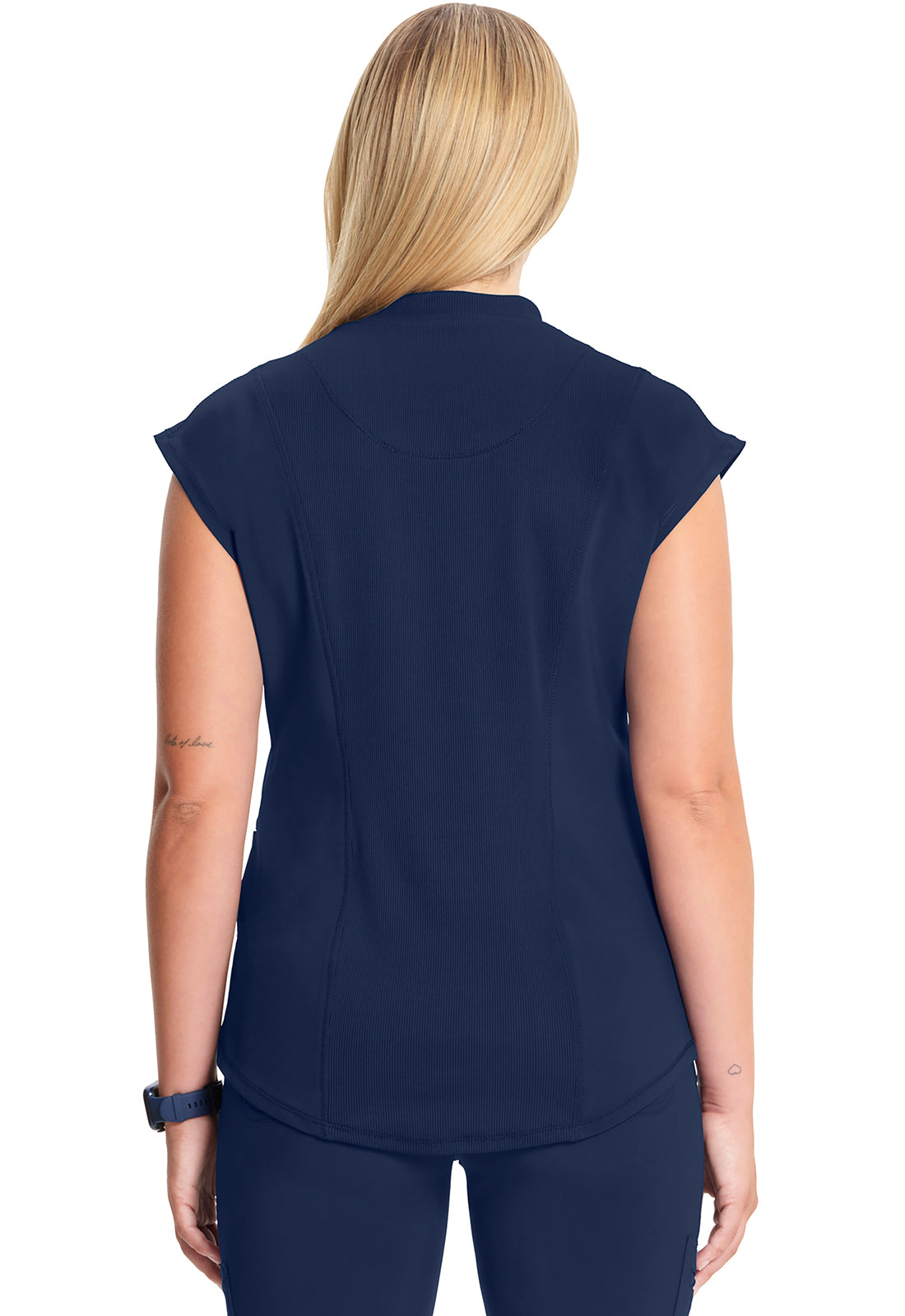 Classics CK742A Mock Neck Top Navy Model Image Back | Infinity