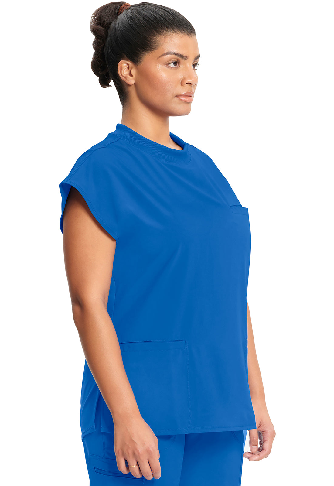 Classics CK742A Mock Neck Top Royal Model Image Left Side | Infinity