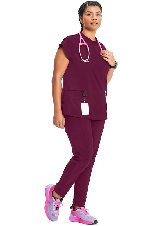 Infinity CK742A Women's Mock Neck Scrub Top Wine
