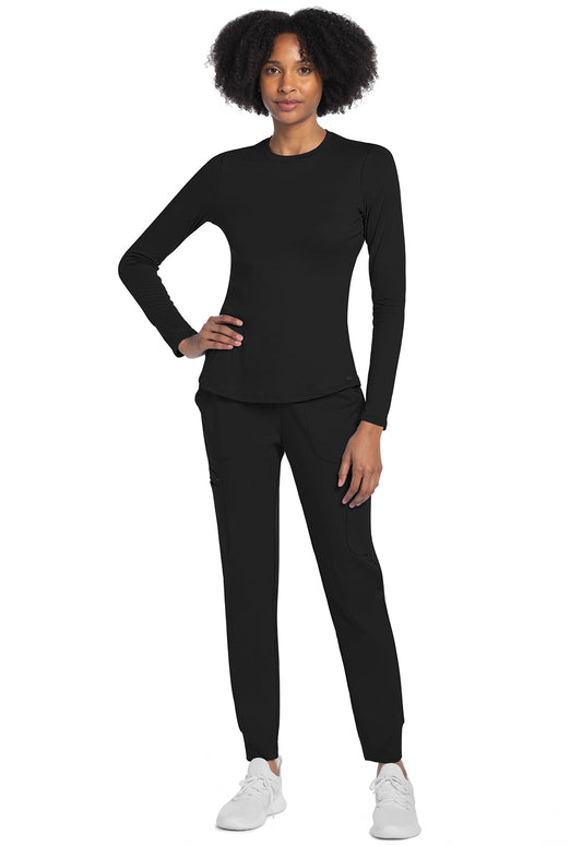 Basics CK773 Women's Long Sleeve Underscrub Knit Tee Black