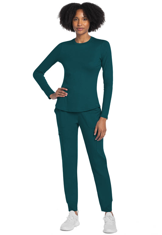 Basics CK773 Women's Long Sleeve Underscrub Knit Tee Caribbean Blue