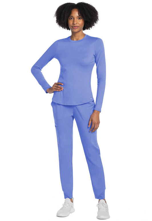 Basics CK773 Women's Long Sleeve Underscrub Knit Tee Ciel Blue