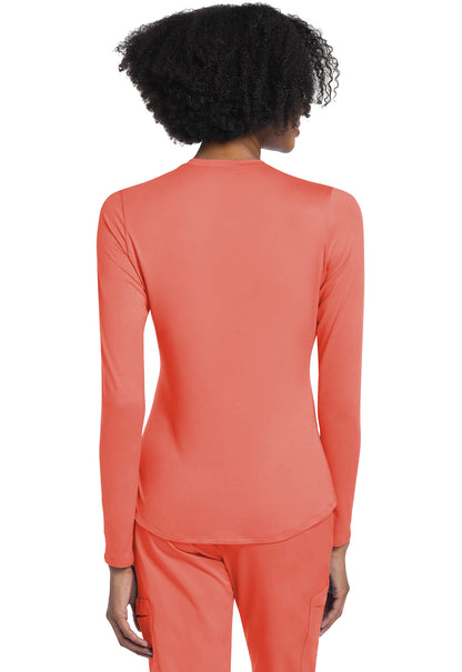 Basics CK773 Long Sleeve Underscrub Knit Tee Coral Rush Model Image Back | Cherokee