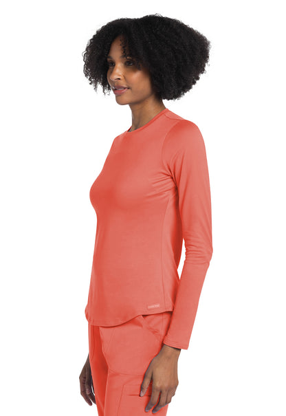 Basics CK773 Long Sleeve Underscrub Knit Tee Coral Rush Model Image Right Side | Cherokee