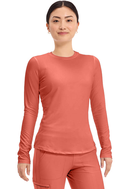 Basics CK773 Women's Long Sleeve Underscrub Knit Tee Coral Rush