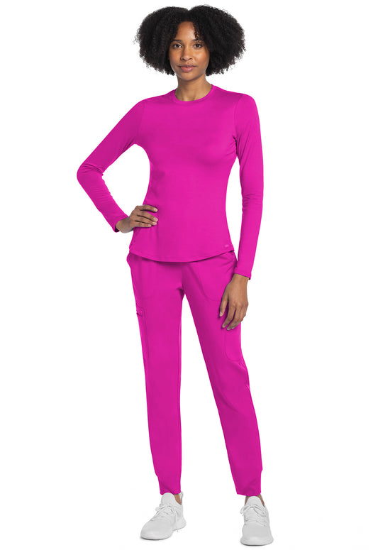 Basics CK773 Women's Long Sleeve Underscrub Knit Tee Electric Pink