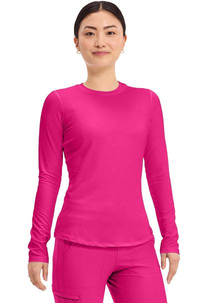 Basics CK773 Women's Long Sleeve Underscrub Knit Tee Electric Pink