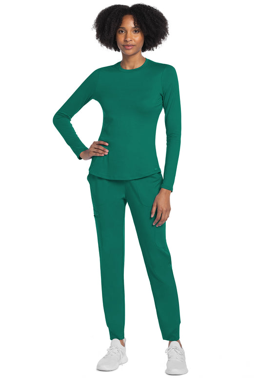 Basics CK773 Women's Long Sleeve Underscrub Knit Tee Hunter Green