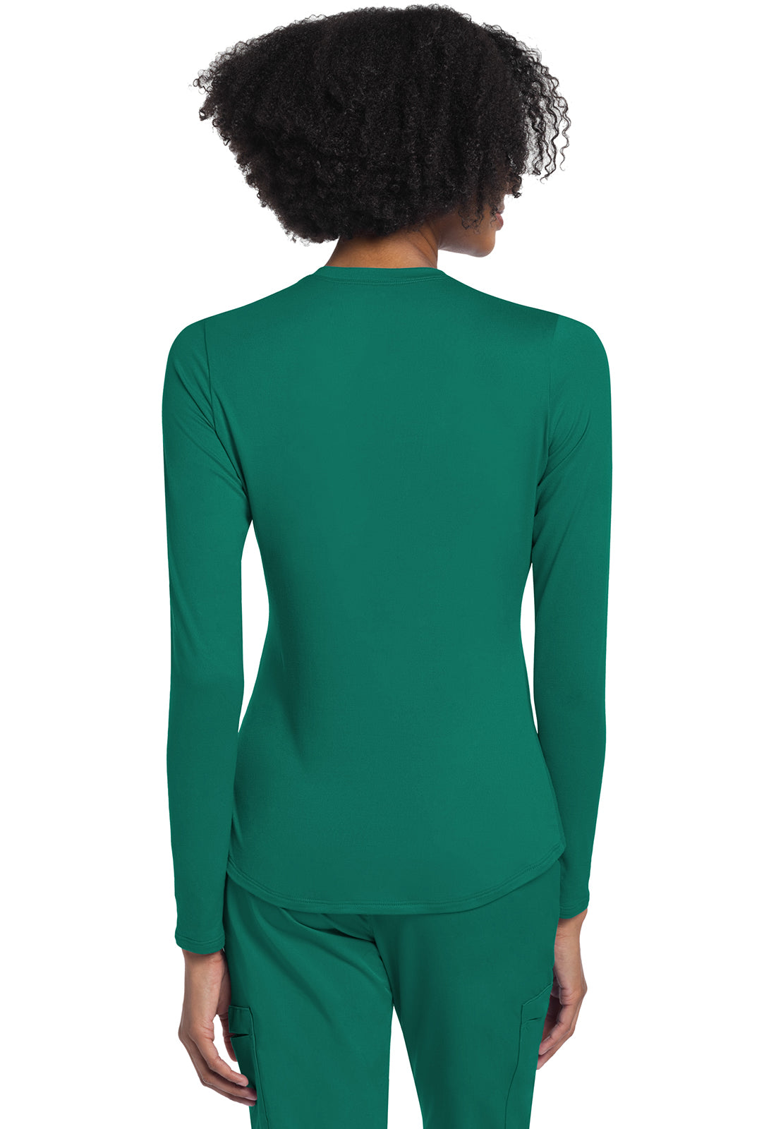 Basics CK773 Long Sleeve Underscrub Knit Tee Hunter Green Model Image Back | Cherokee