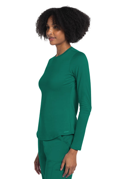 Basics CK773 Long Sleeve Underscrub Knit Tee Hunter Green Model Image Right Side | Cherokee