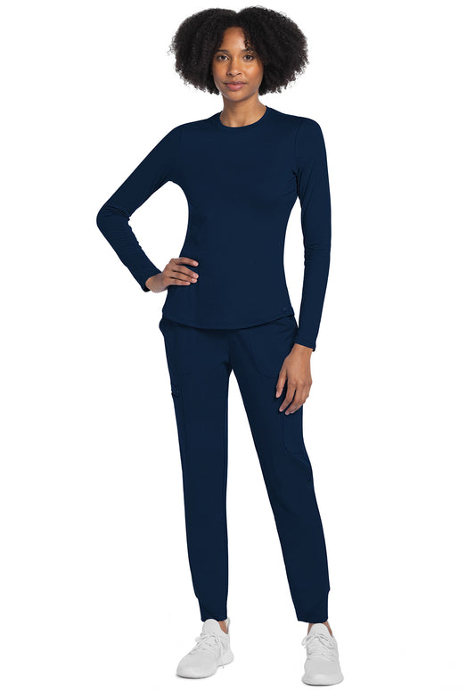 Basics CK773 Women's Long Sleeve Underscrub Knit Tee Navy