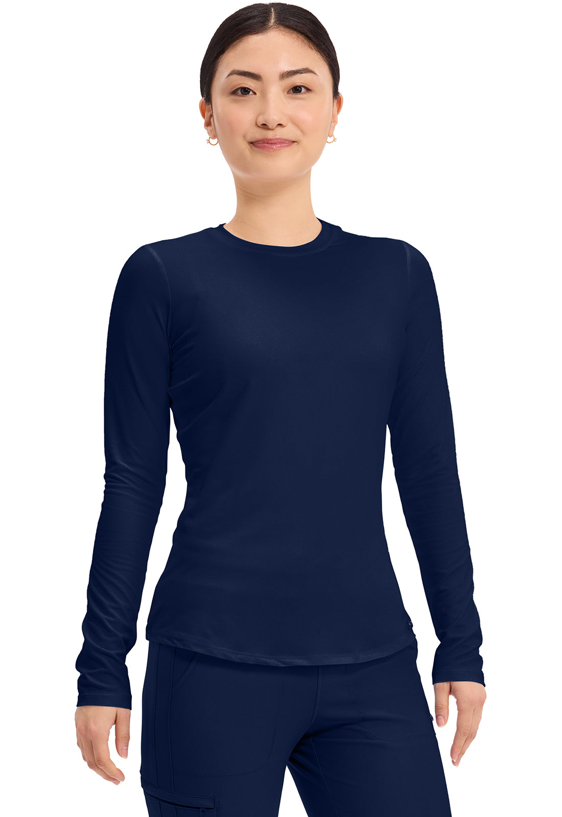 Basics CK773 Women's Long Sleeve Underscrub Knit Tee Navy