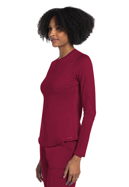 Basics CK773 Long Sleeve Underscrub Knit Tee Red Model Image Right Side | Cherokee