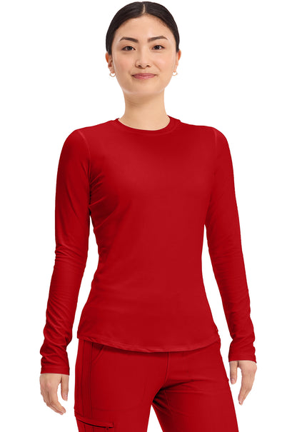 Basics CK773 Women's Long Sleeve Underscrub Knit Tee Red