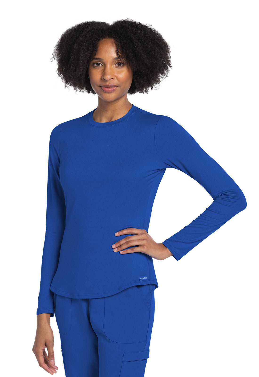 Basics CK773 Long Sleeve Underscrub Knit Tee Royal Model Image Front | Cherokee