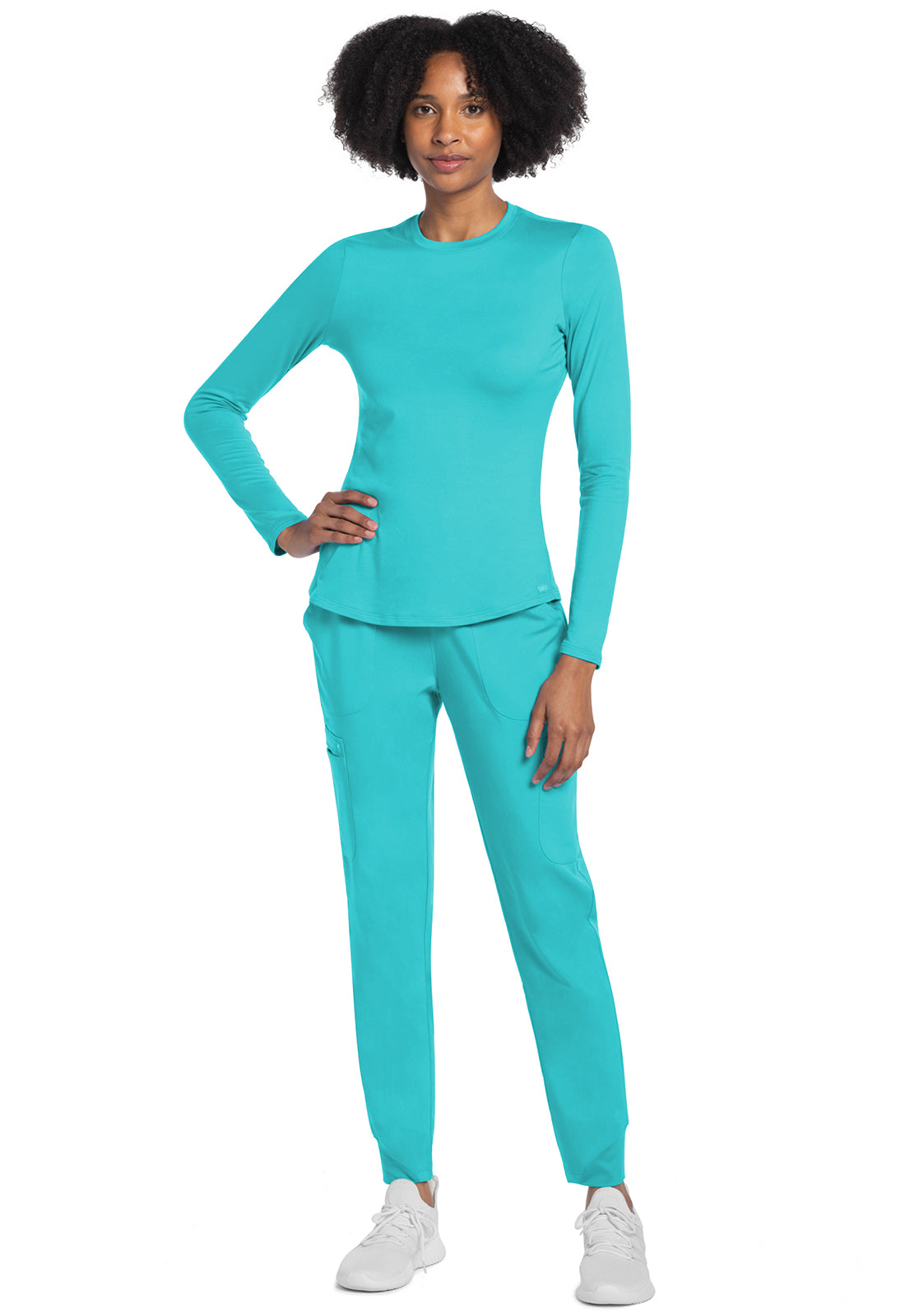 Basics CK773 Long Sleeve Underscrub Knit Tee Turquoise