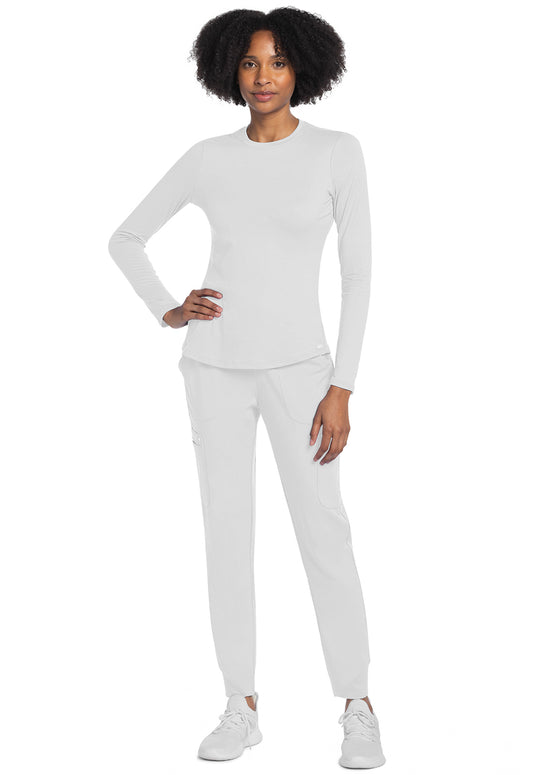 Basics CK773 Women's Long Sleeve Underscrub Knit Tee White